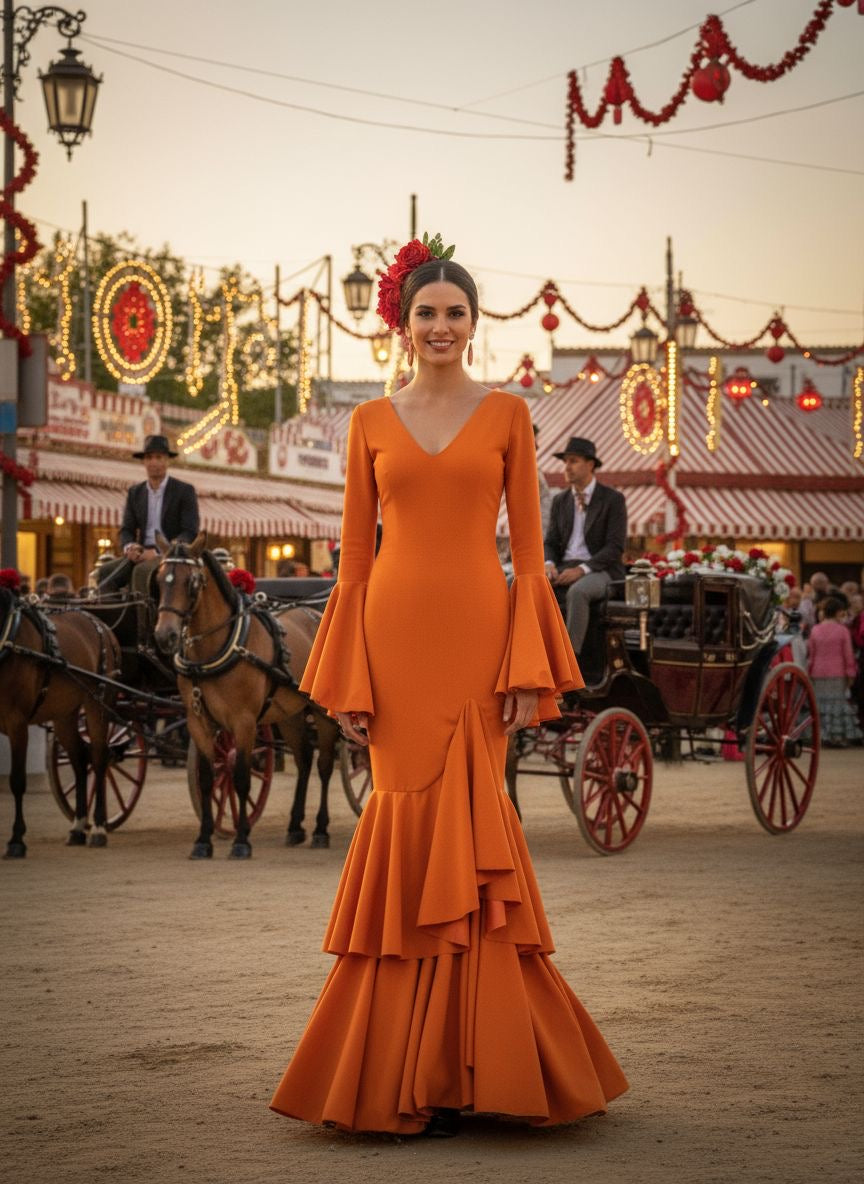 TRAJE FLAMENCA NARANJA EMMA WU DESIGN X FLAMENCA 0495