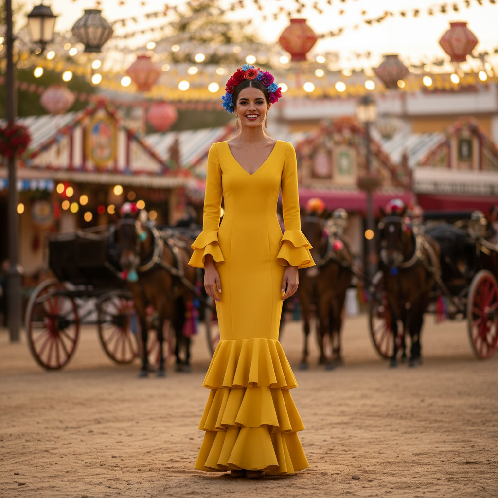 YELLOW FLAMENCO DRESS MANGO EMMA WU DESIGN X FLAMENCA 6320