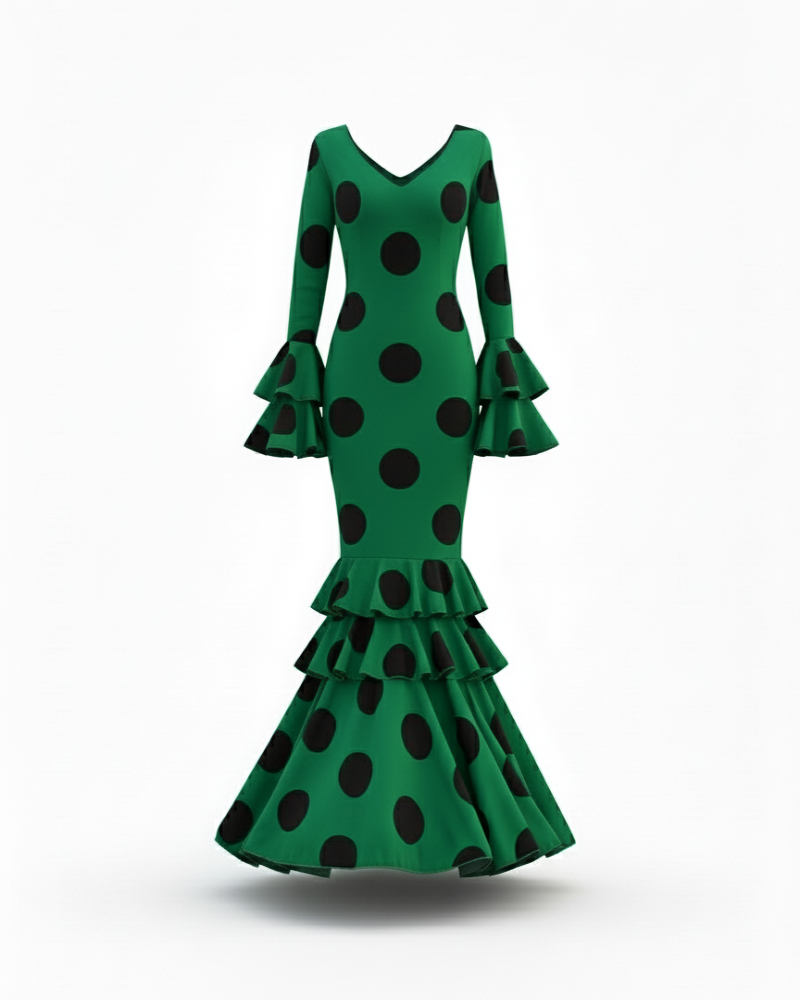 TRAJE FLAMENCA VERDE ANDALUCÍA EMMA WU DESIGN X FLAMENCA 21045