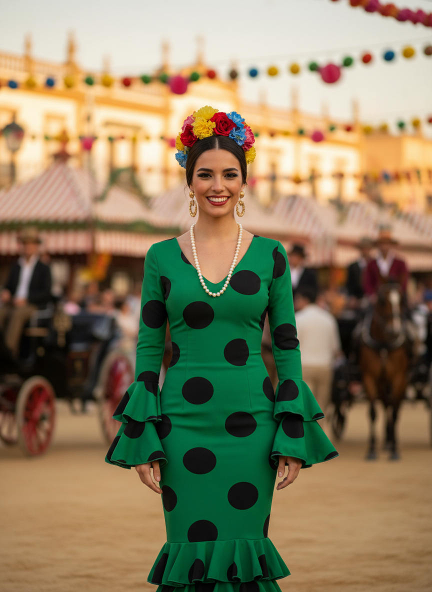 TRAJE FLAMENCA VERDE ANDALUCÍA EMMA WU DESIGN X FLAMENCA 21045