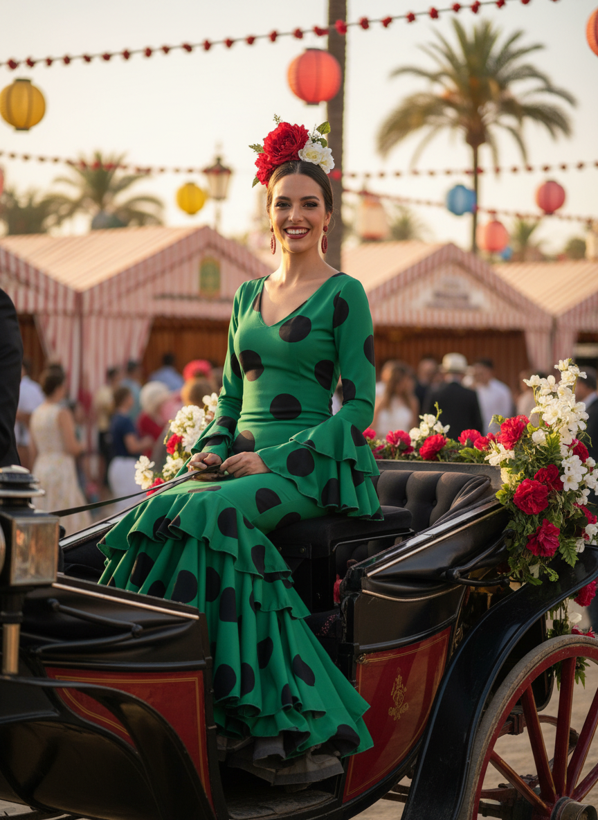 TRAJE FLAMENCA VERDE ANDALUCÍA EMMA WU DESIGN X FLAMENCA 21045