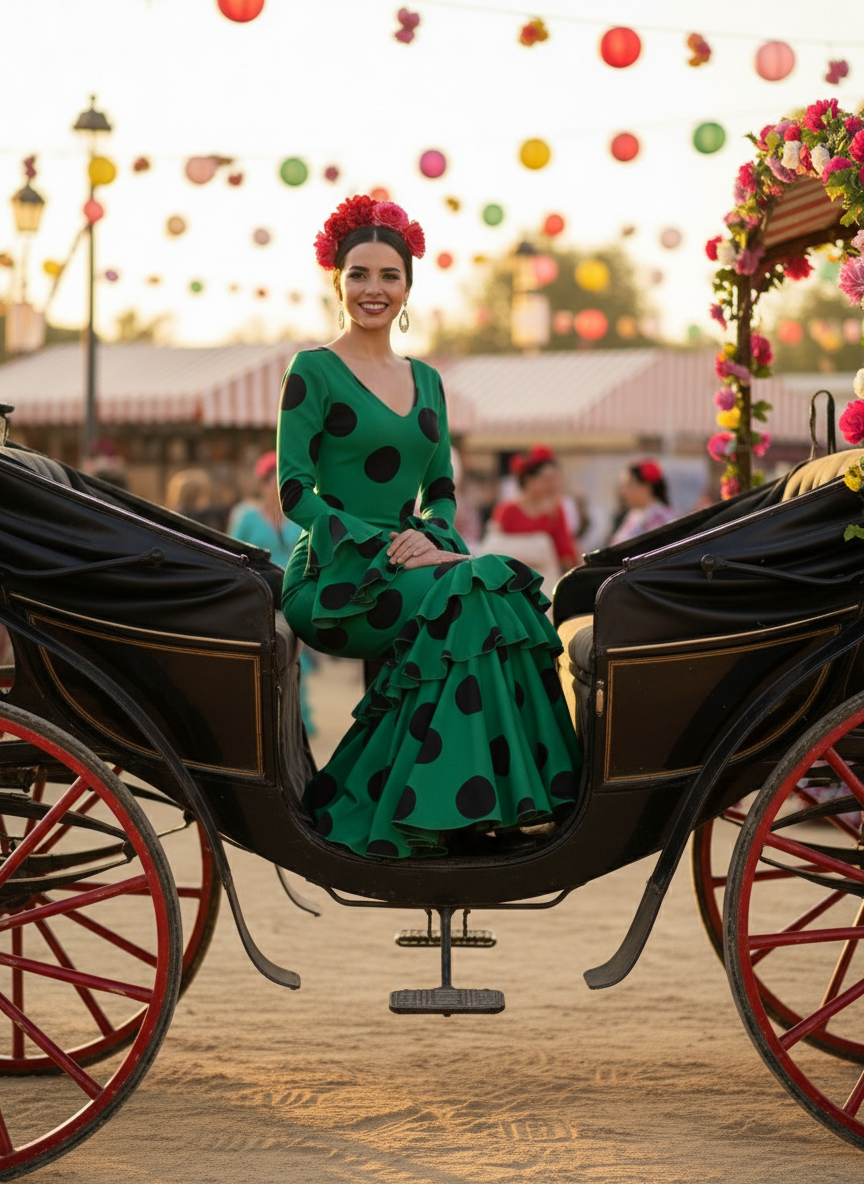 TRAJE FLAMENCA VERDE ANDALUCÍA EMMA WU DESIGN X FLAMENCA 21045