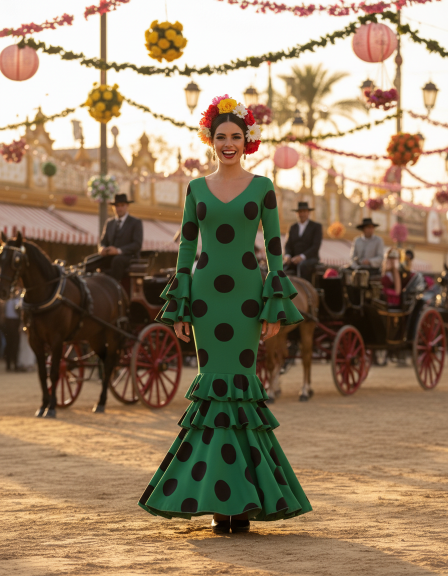 TRAJE FLAMENCA VERDE ANDALUCÍA EMMA WU DESIGN X FLAMENCA 21045