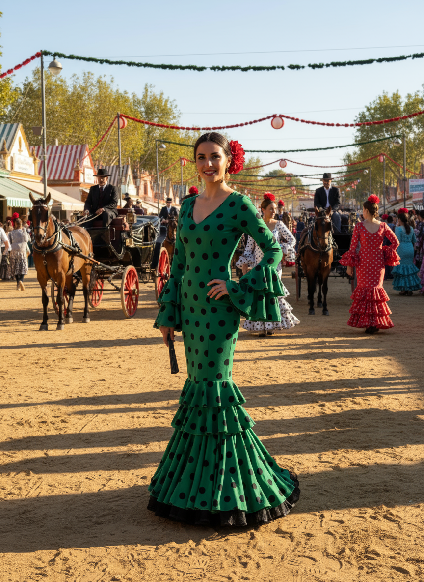 TRAJE FLAMENCA VERDE ANDALUCÍA EMMA WU DESIGN X FLAMENCA M21041