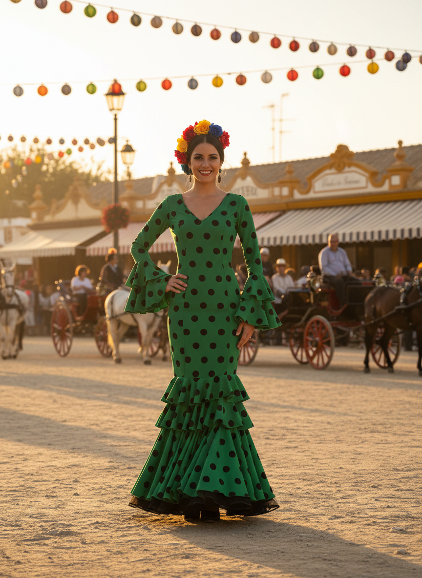 TRAJE FLAMENCA VERDE ANDALUCÍA EMMA WU DESIGN X FLAMENCA M21041