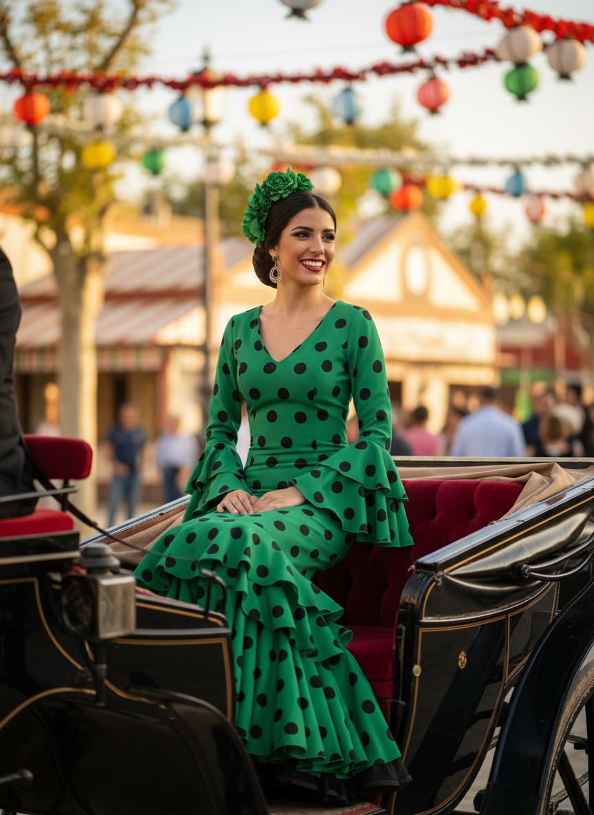 TRAJE FLAMENCA VERDE ANDALUCÍA EMMA WU DESIGN X FLAMENCA M21041