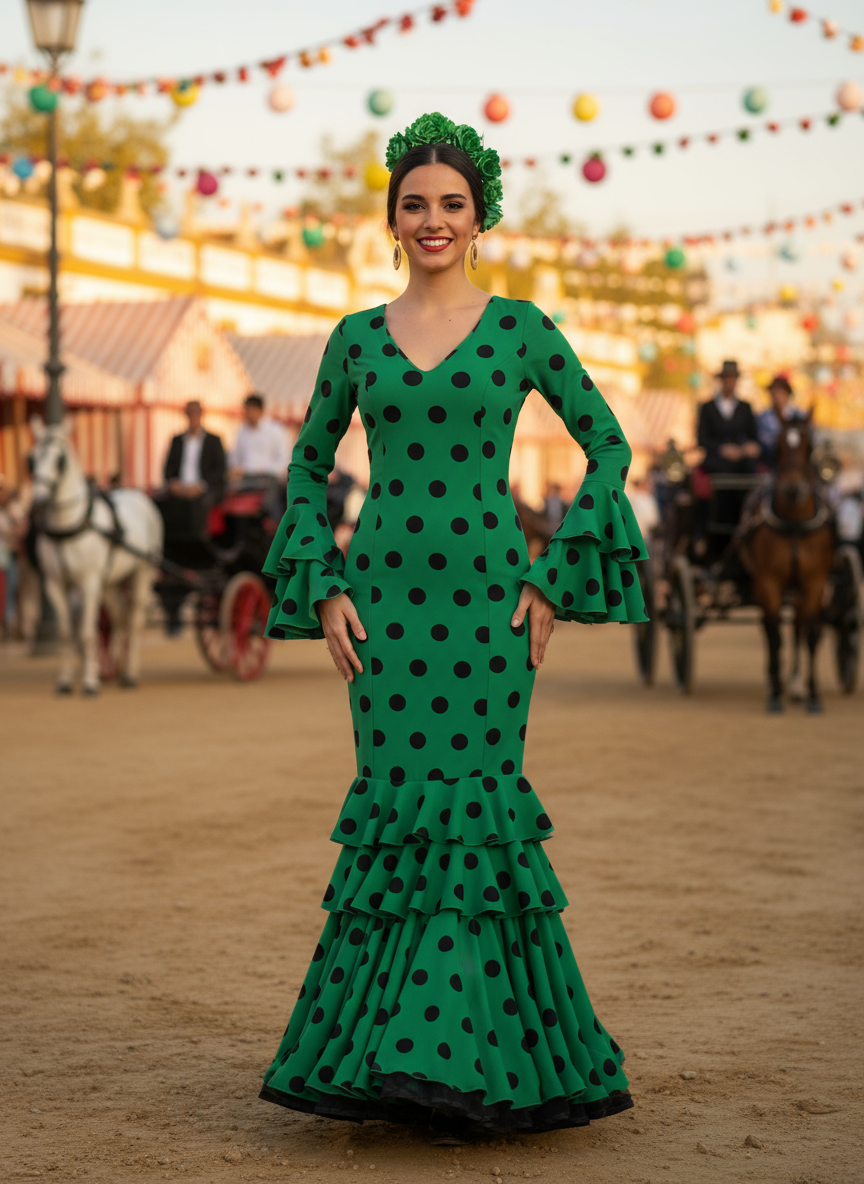 TRAJE FLAMENCA VERDE ANDALUCÍA EMMA WU DESIGN X FLAMENCA M21041
