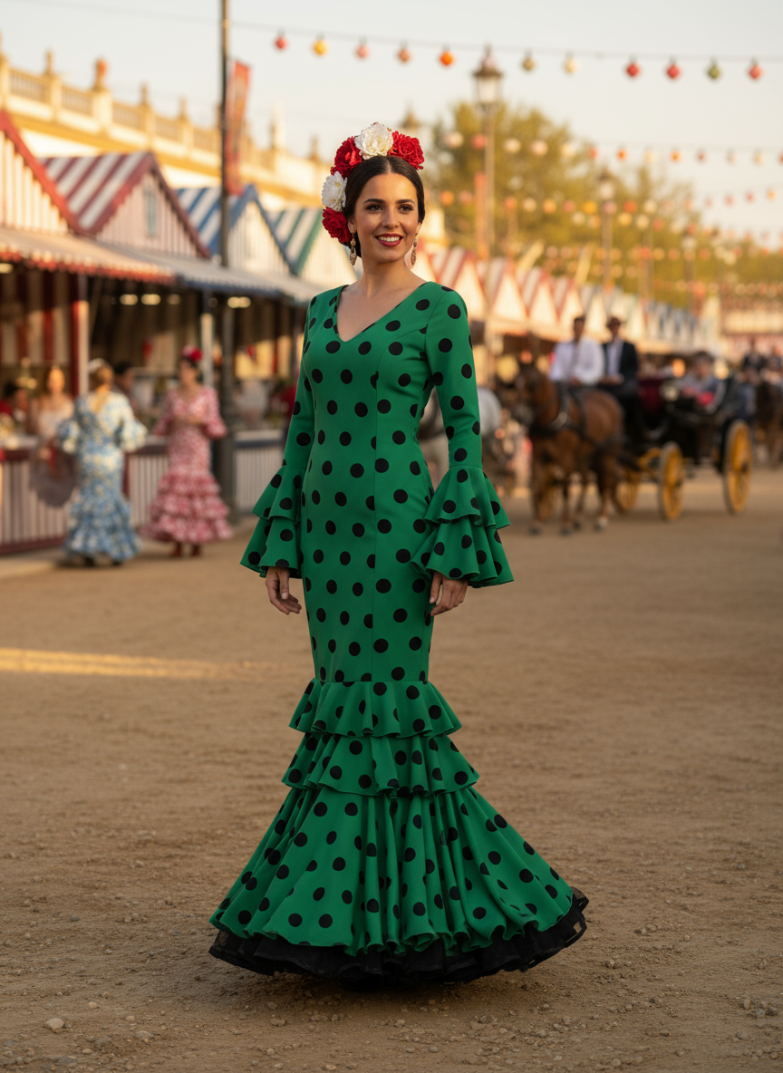 TRAJE FLAMENCA VERDE ANDALUCÍA EMMA WU DESIGN X FLAMENCA M21041