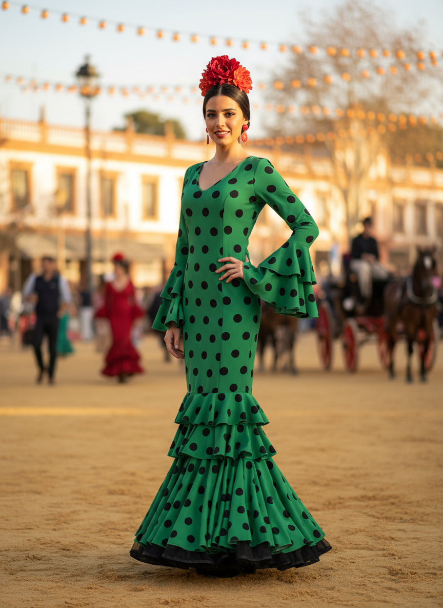 TRAJE FLAMENCA VERDE ANDALUCÍA EMMA WU DESIGN X FLAMENCA M21041