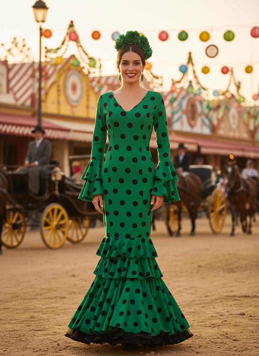 TRAJE FLAMENCA VERDE ANDALUCÍA EMMA WU DESIGN X FLAMENCA M21041