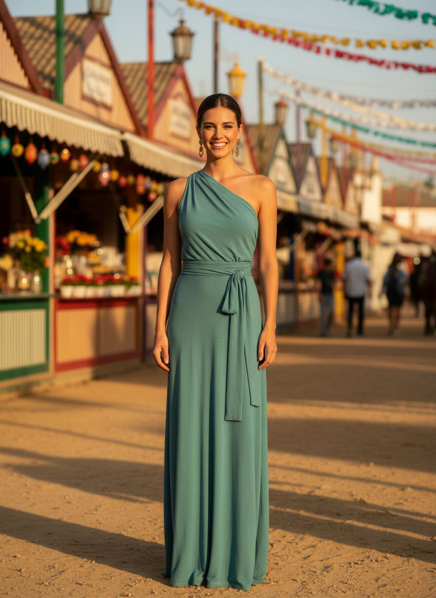 LONG DRESS / MULTI-POSITION SKIRT GREEN 6244