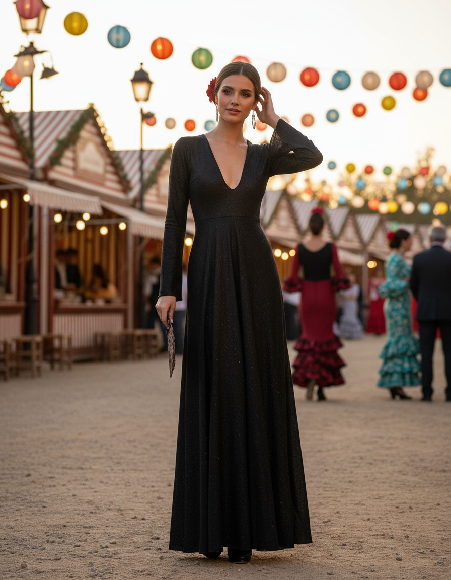 LONG BLACK DRESS 8812