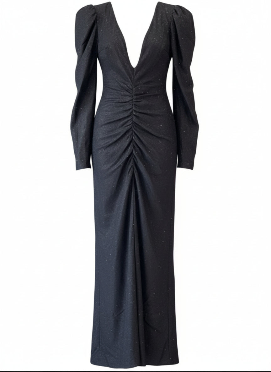 DARK GRAY LONG DRESS 8815