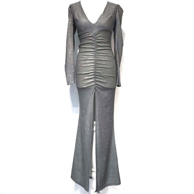 LIGHT GRAY LONG DRESS 8815