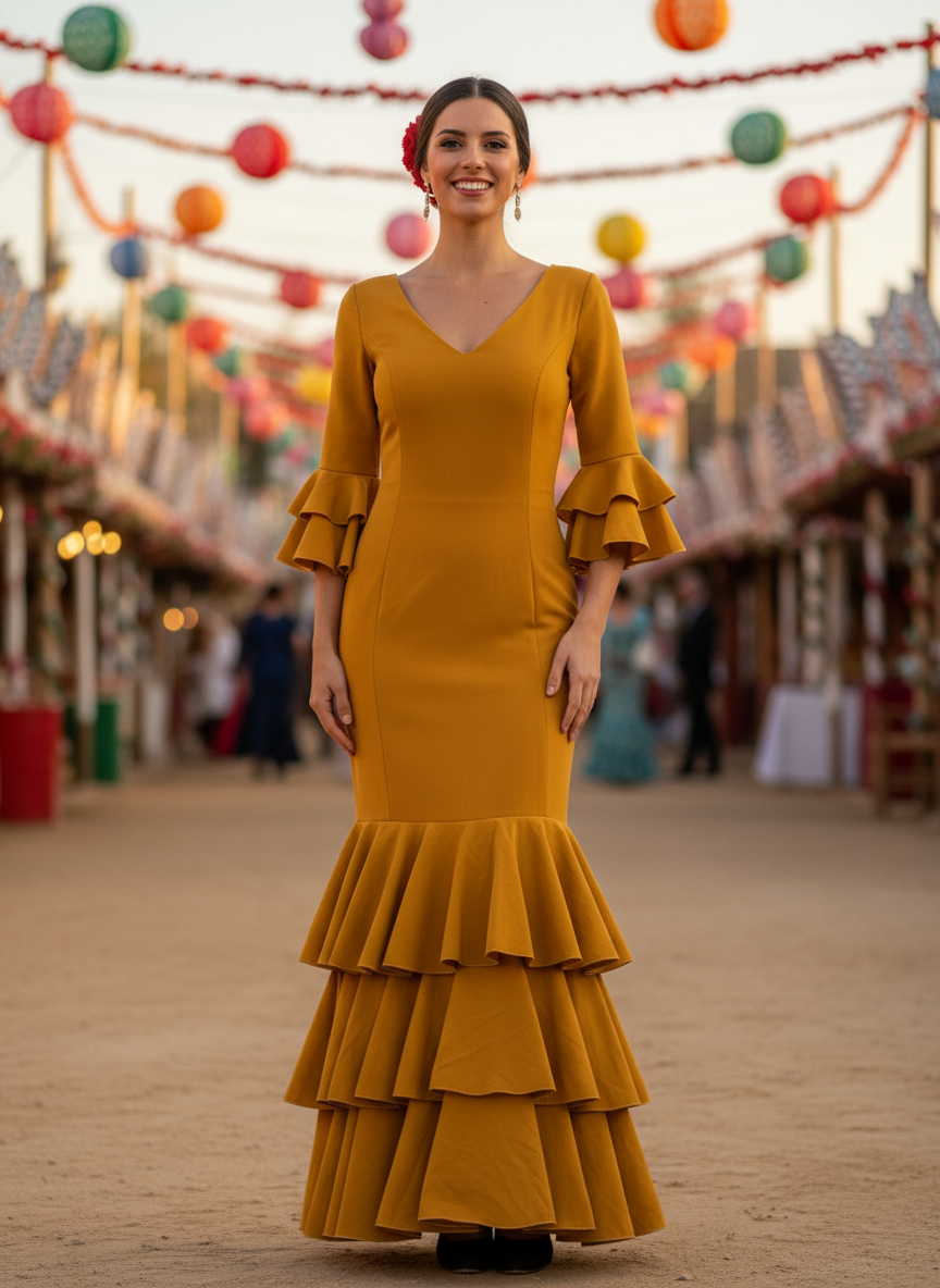 TRAJE FLAMENCA MOSTAZA EMMA WU DESIGN X FLAMENCA 4794