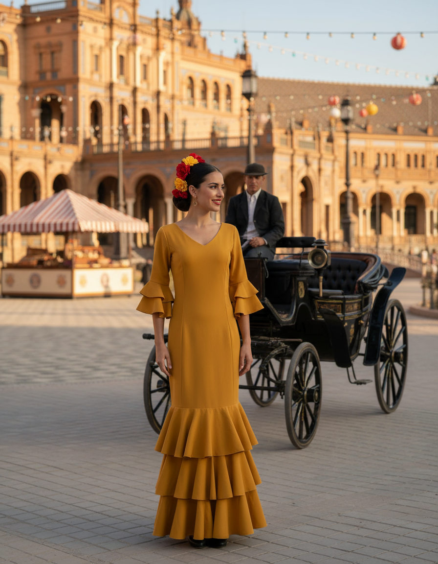 TRAJE FLAMENCA MOSTAZA EMMA WU DESIGN X FLAMENCA 4794