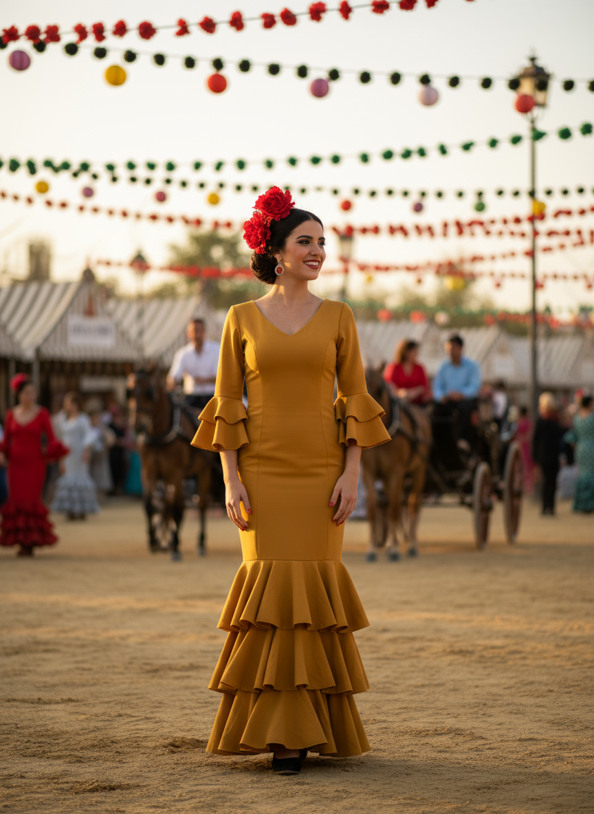 TRAJE FLAMENCA MOSTAZA EMMA WU DESIGN X FLAMENCA 4794