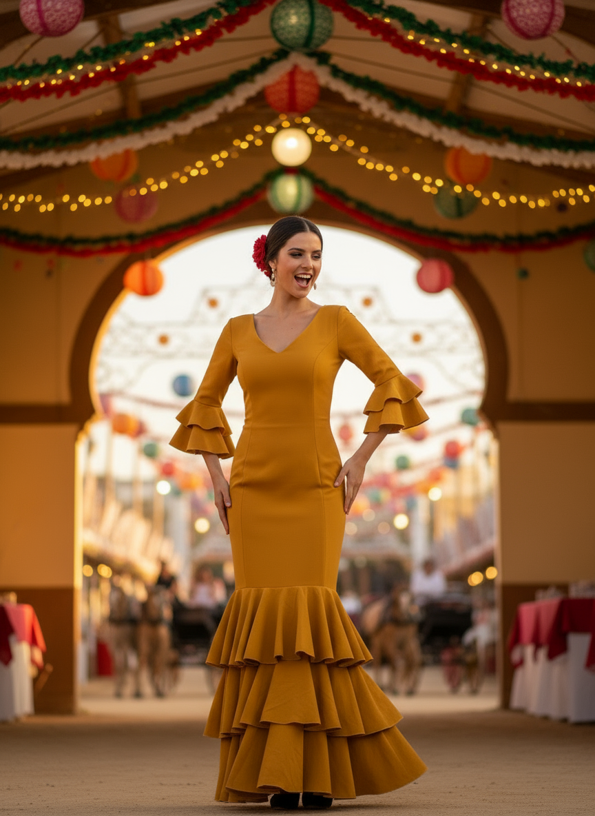 TRAJE FLAMENCA MOSTAZA EMMA WU DESIGN X FLAMENCA 4794