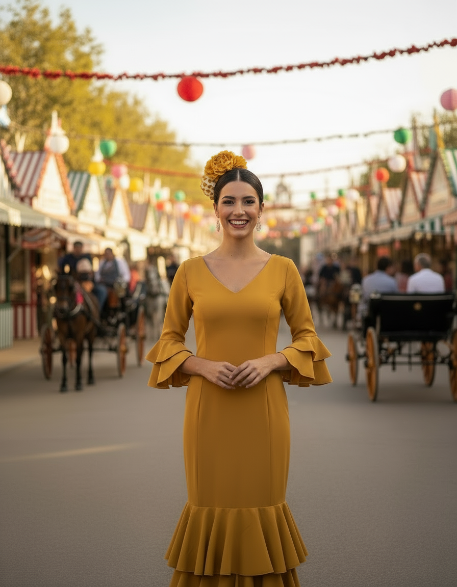 TRAJE FLAMENCA MOSTAZA EMMA WU DESIGN X FLAMENCA 4794