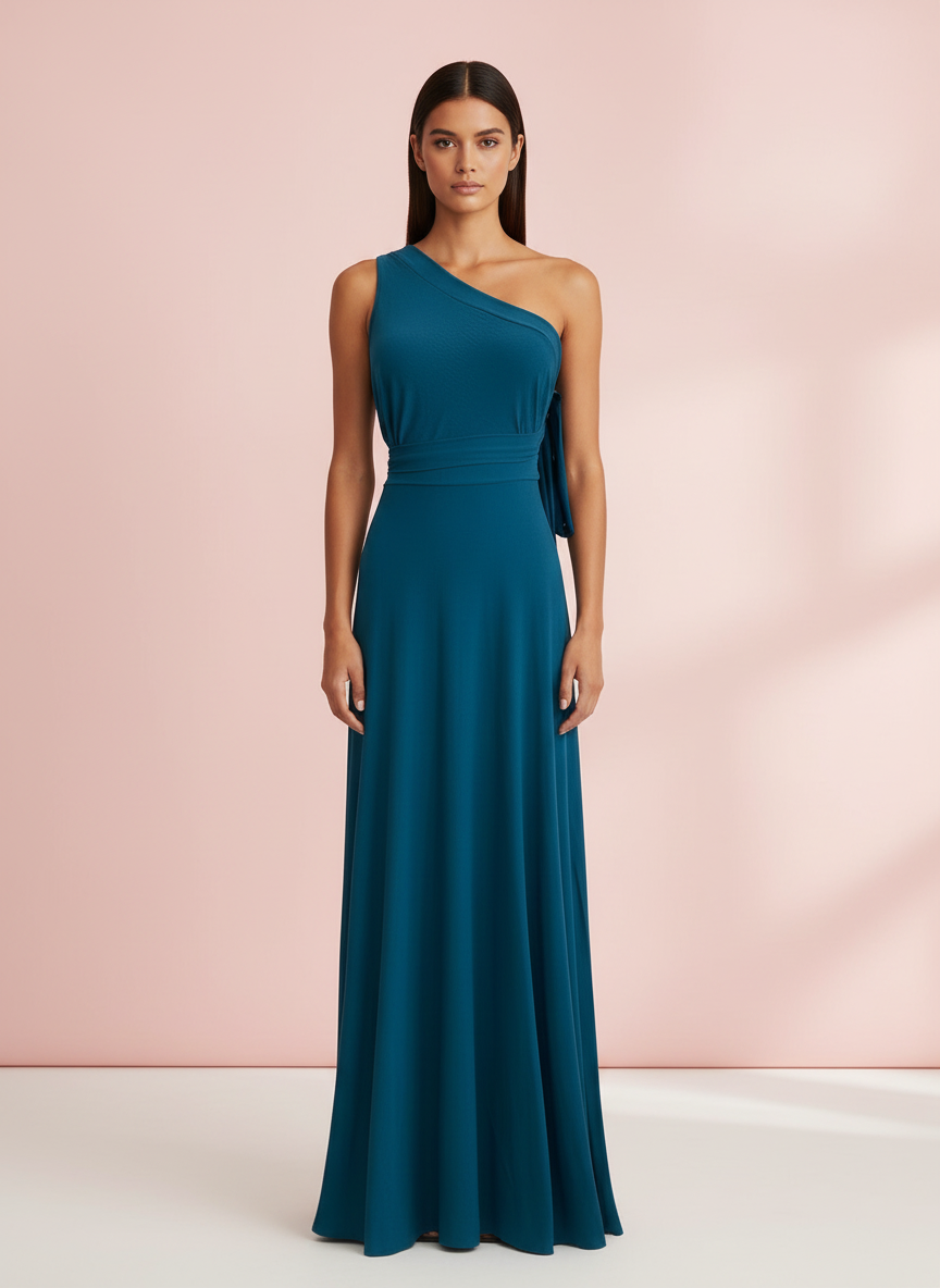 VESTIDO LARGO AZUL PETRÓLEO  6244