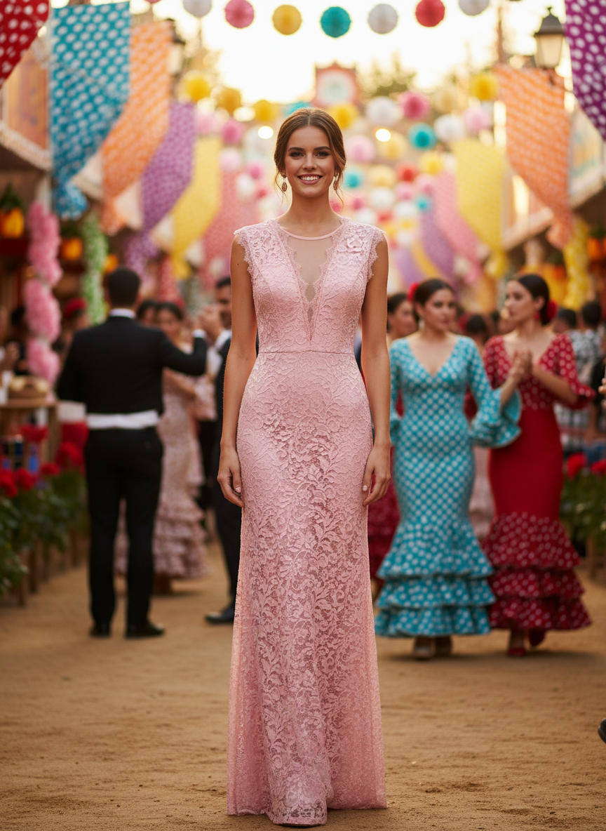 VESTIDO LARGO - ROSA SALMÓN - 3446