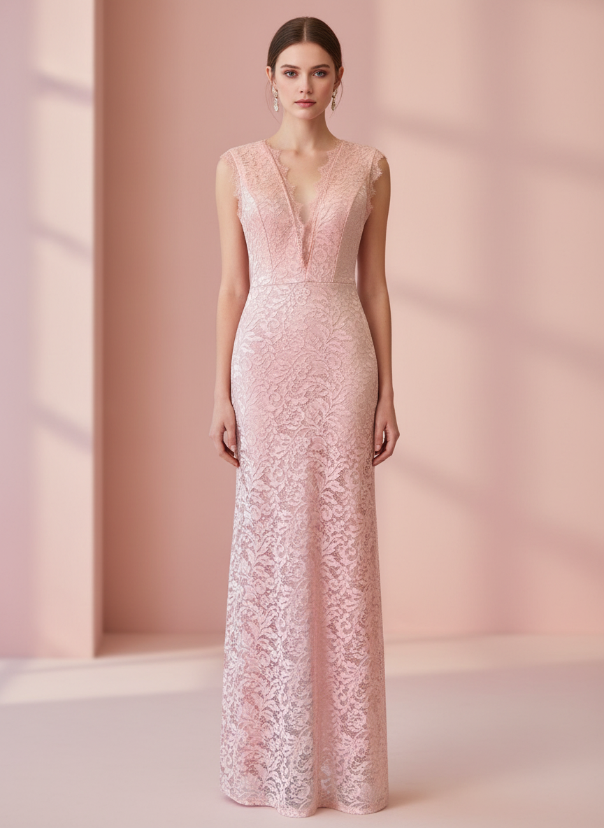 VESTIDO LARGO - ROSA SALMÓN - 3446