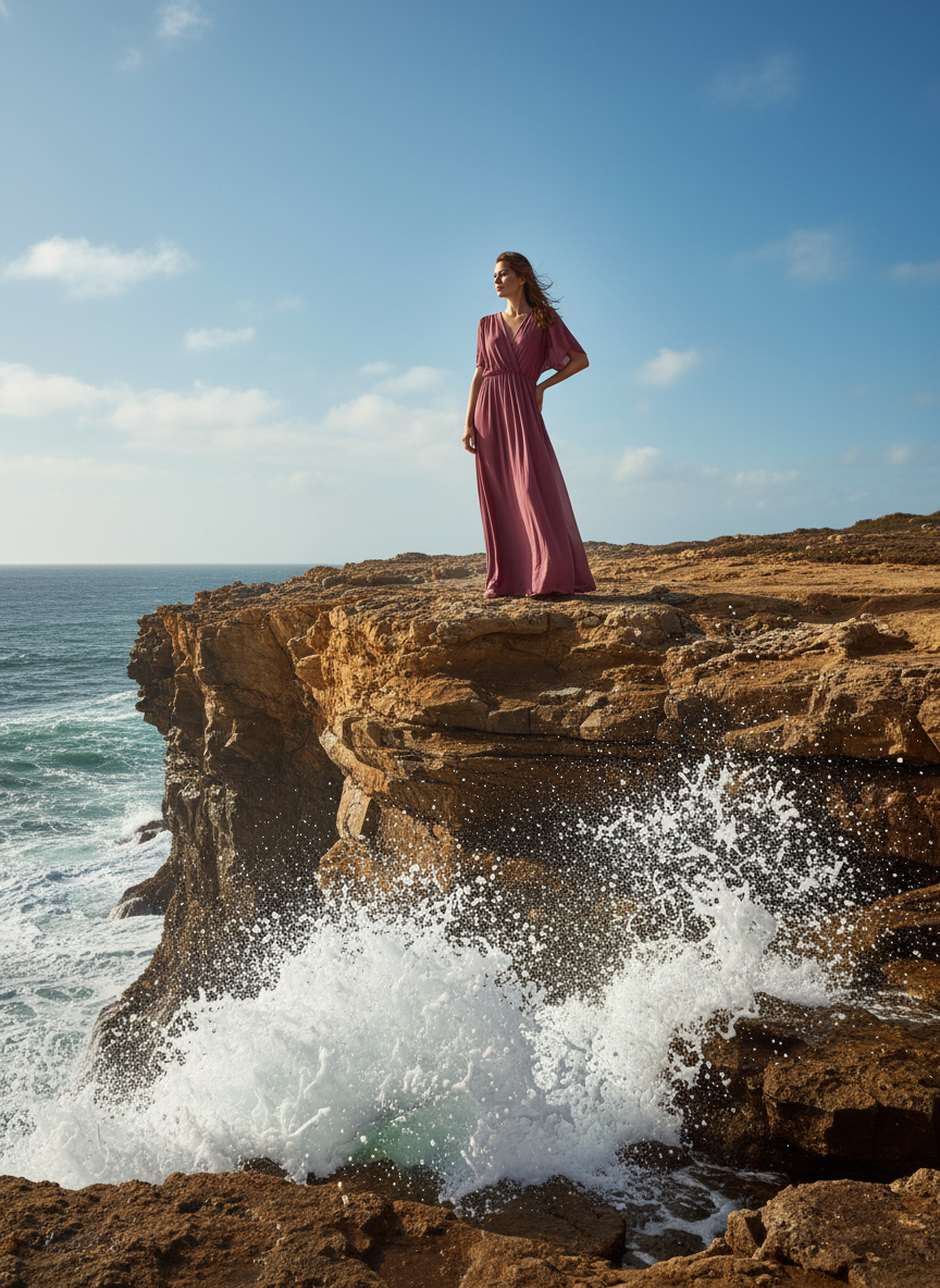 VESTIDO LARGO - ROSA MALVA - 4883