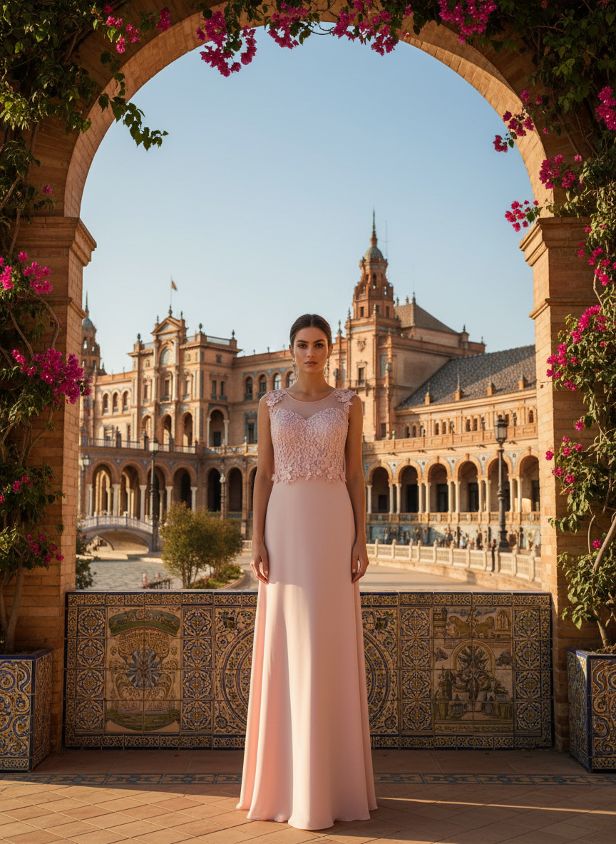 VESTIDO LARGO - ROSA BEBÉ - 0875