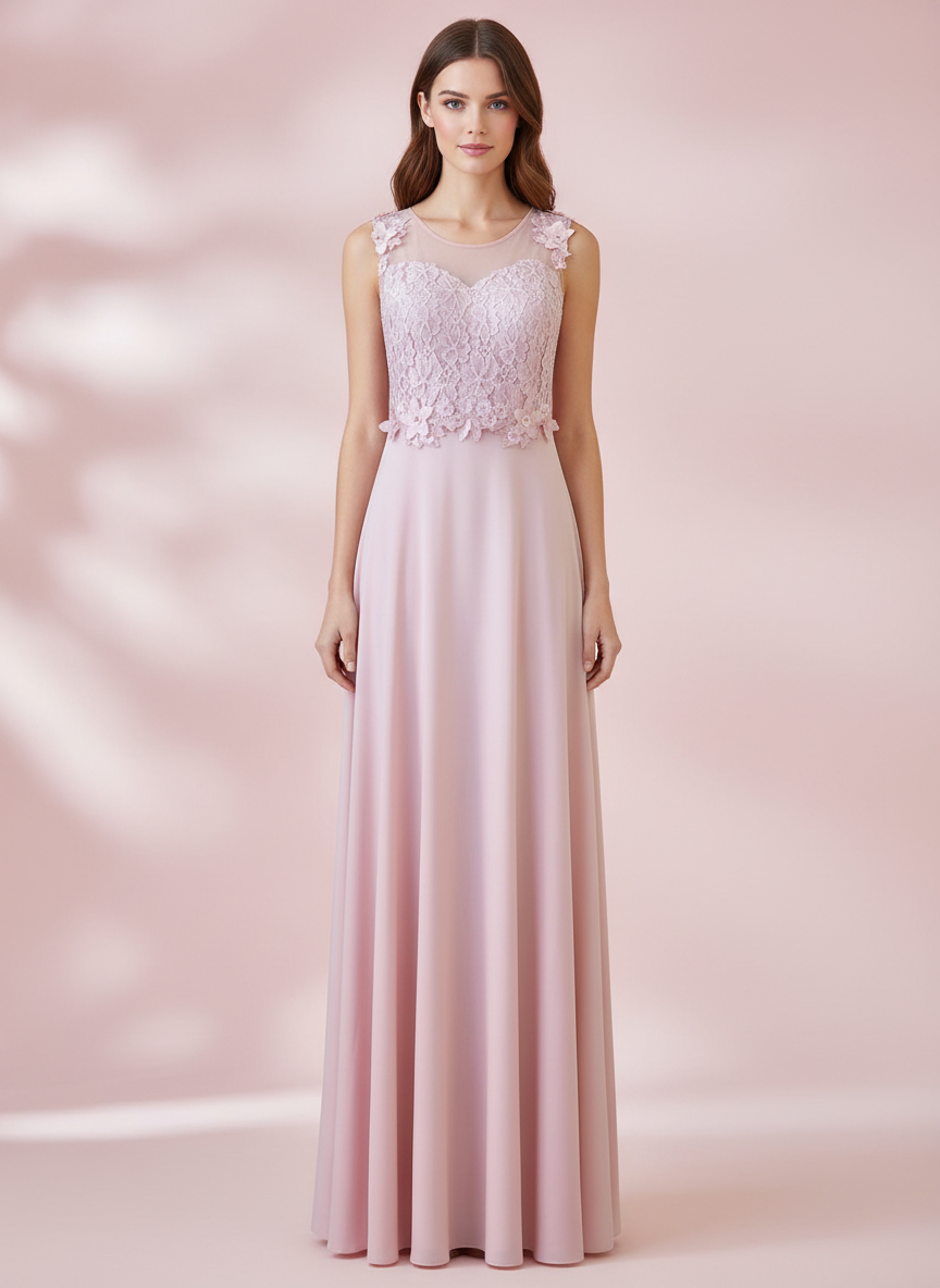 VESTIDO LARGO - ROSA BEBÉ - 0875