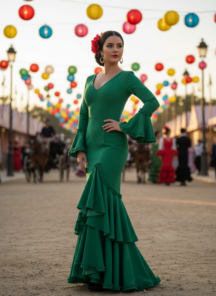 TRAJE FLAMENCA VERDE ANDALUCÍA EMMA WU DESIGN X FLAMENCA EM229