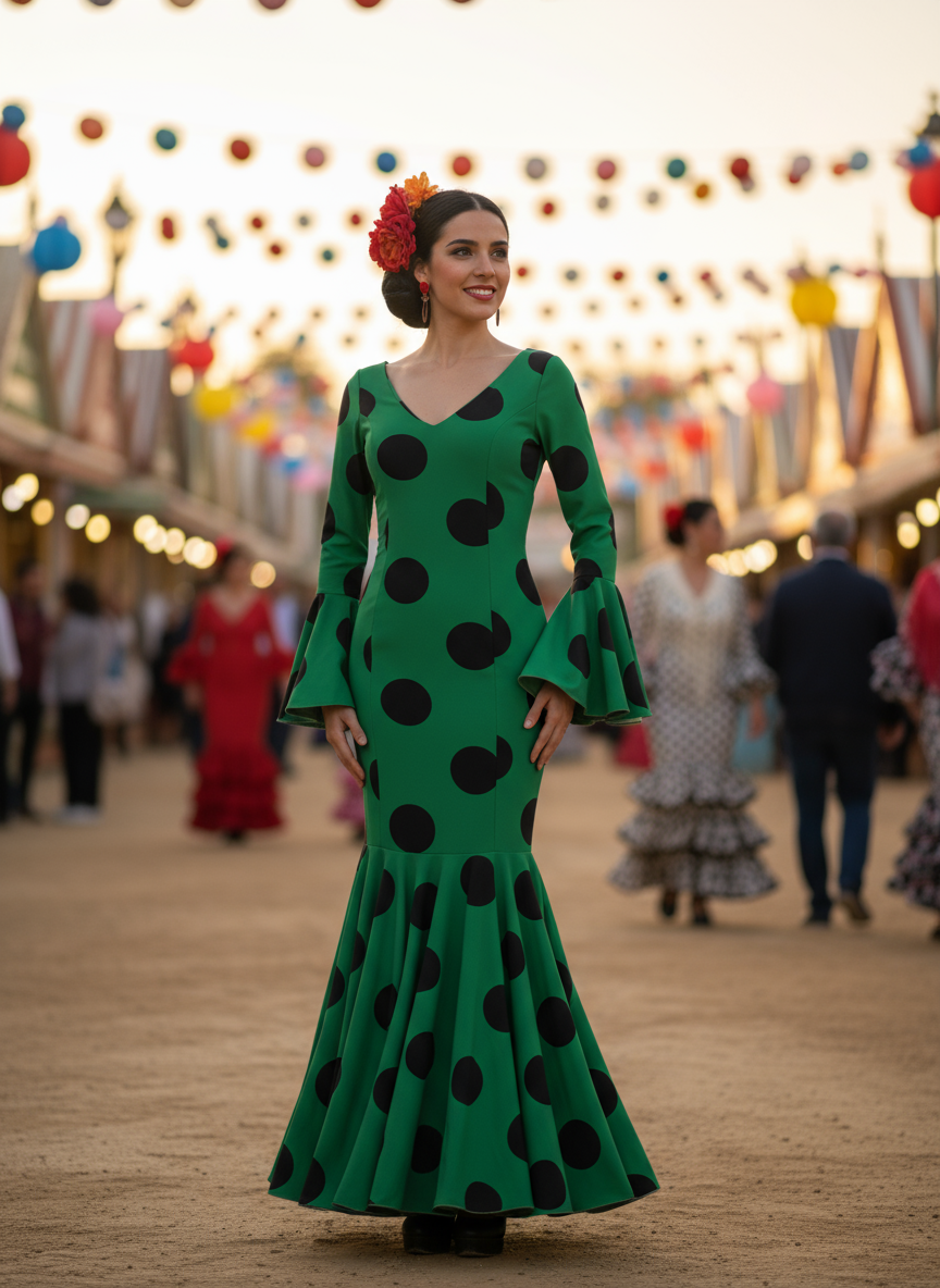 TRAJE FLAMENCA VERDE ANDALUCÍA EMMA WU DESIGN X FLAMENCA 21043
