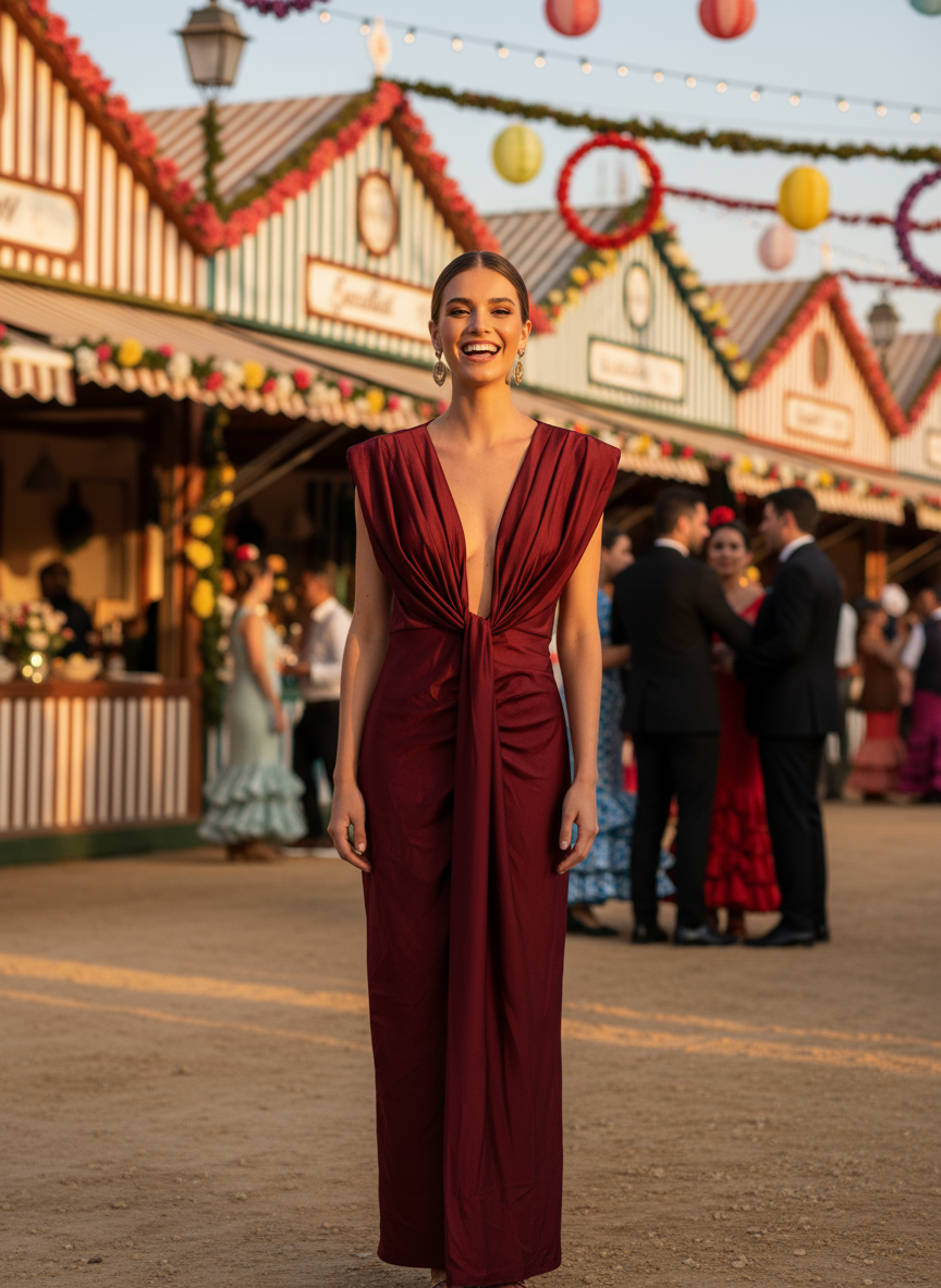BURGUNDY SHINY ELASTIC MIDI DRESS 5484