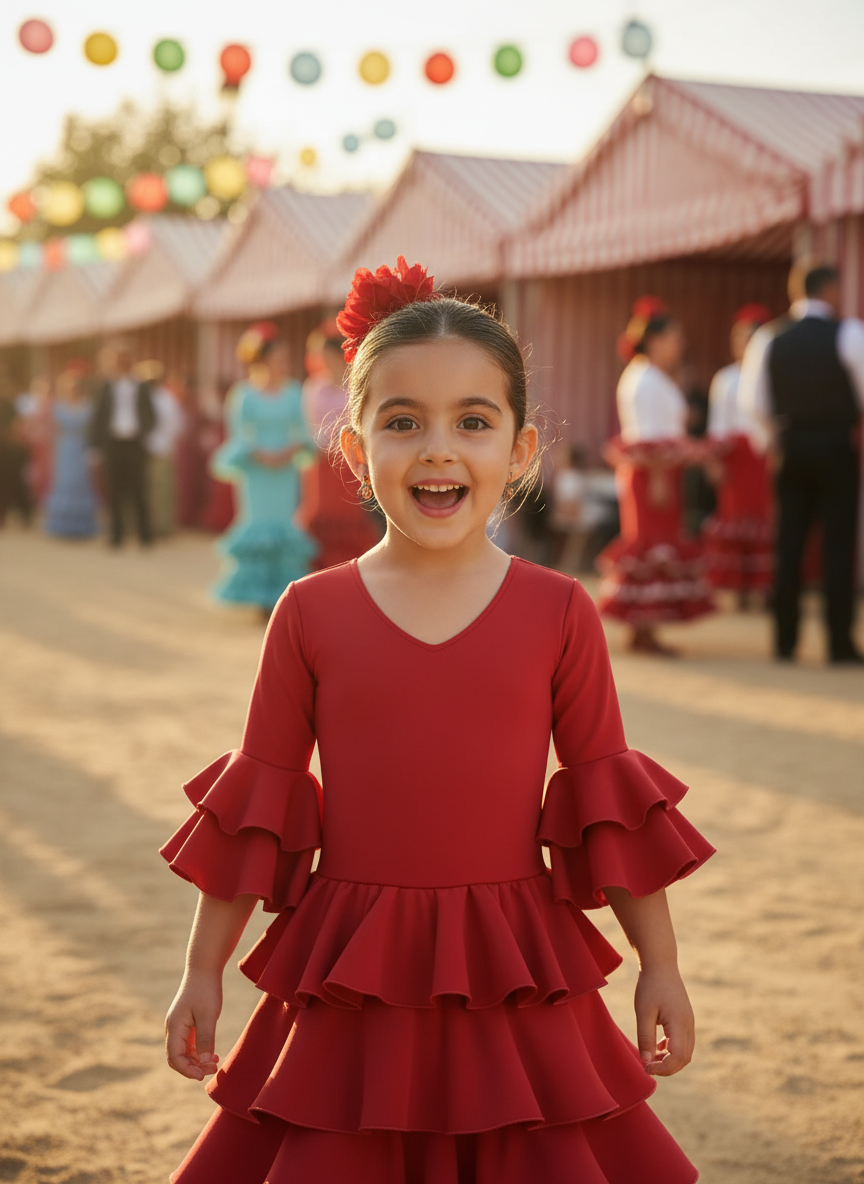 TRAJE FLAMENCA DE NIÑA  ROJO 221120-1