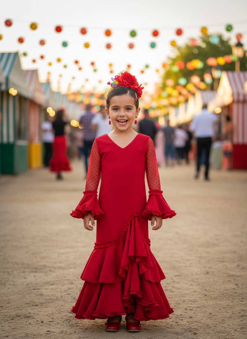 TRAJE FLAMENCA DE NIÑA  ROJO KL507