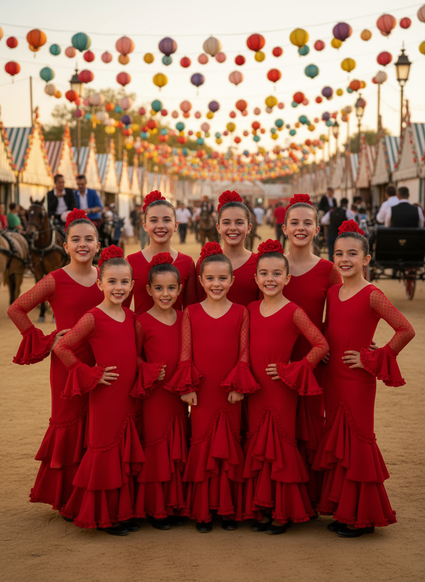 TRAJE FLAMENCA DE NIÑA  ROJO KL507