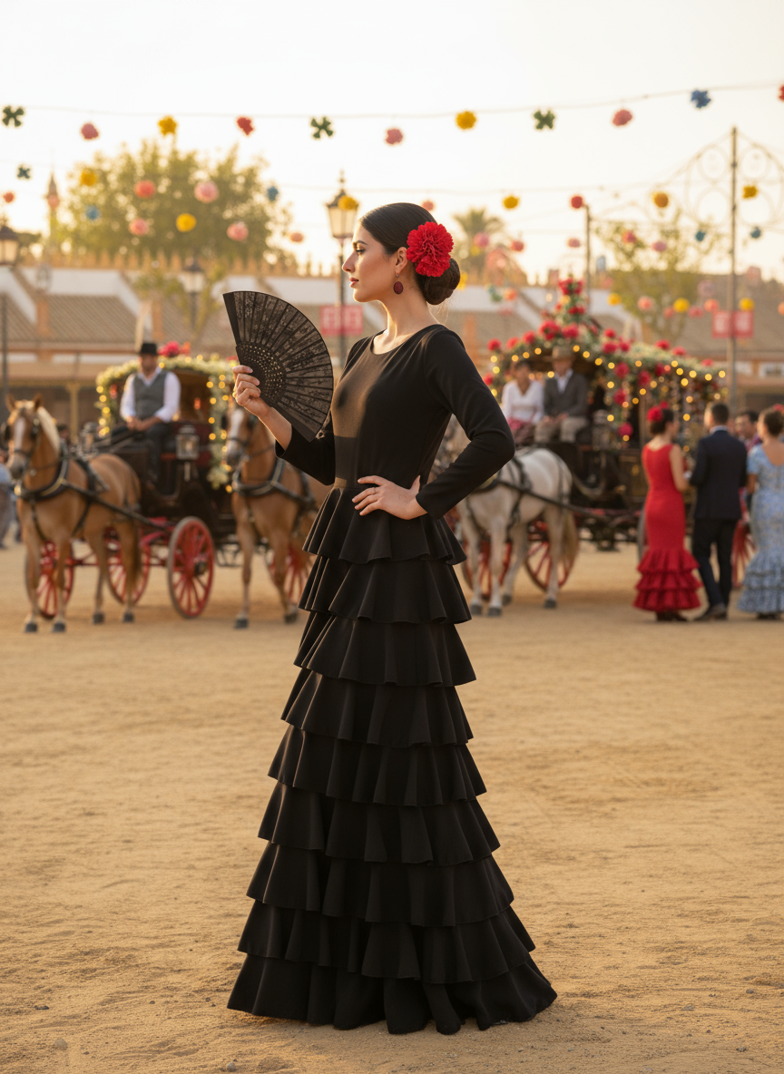 TRAJE FLAMENCA NEGRO EMMA WU DESIGN X FLAMENCA EM227