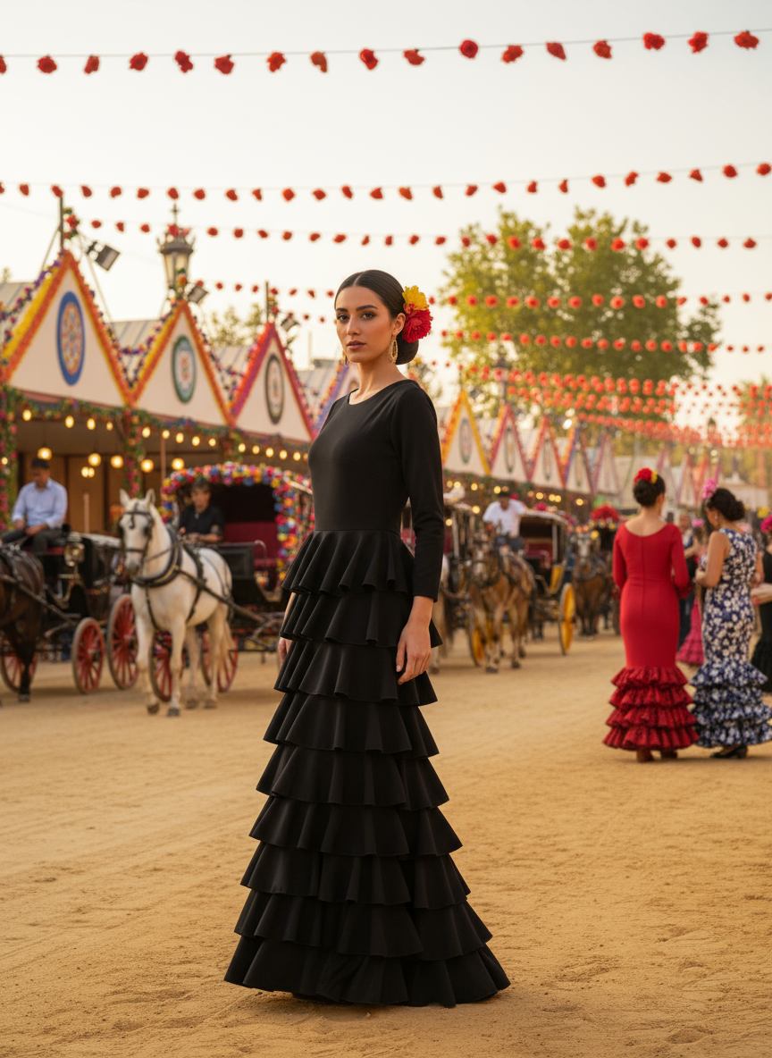 TRAJE FLAMENCA NEGRO EMMA WU DESIGN X FLAMENCA EM227