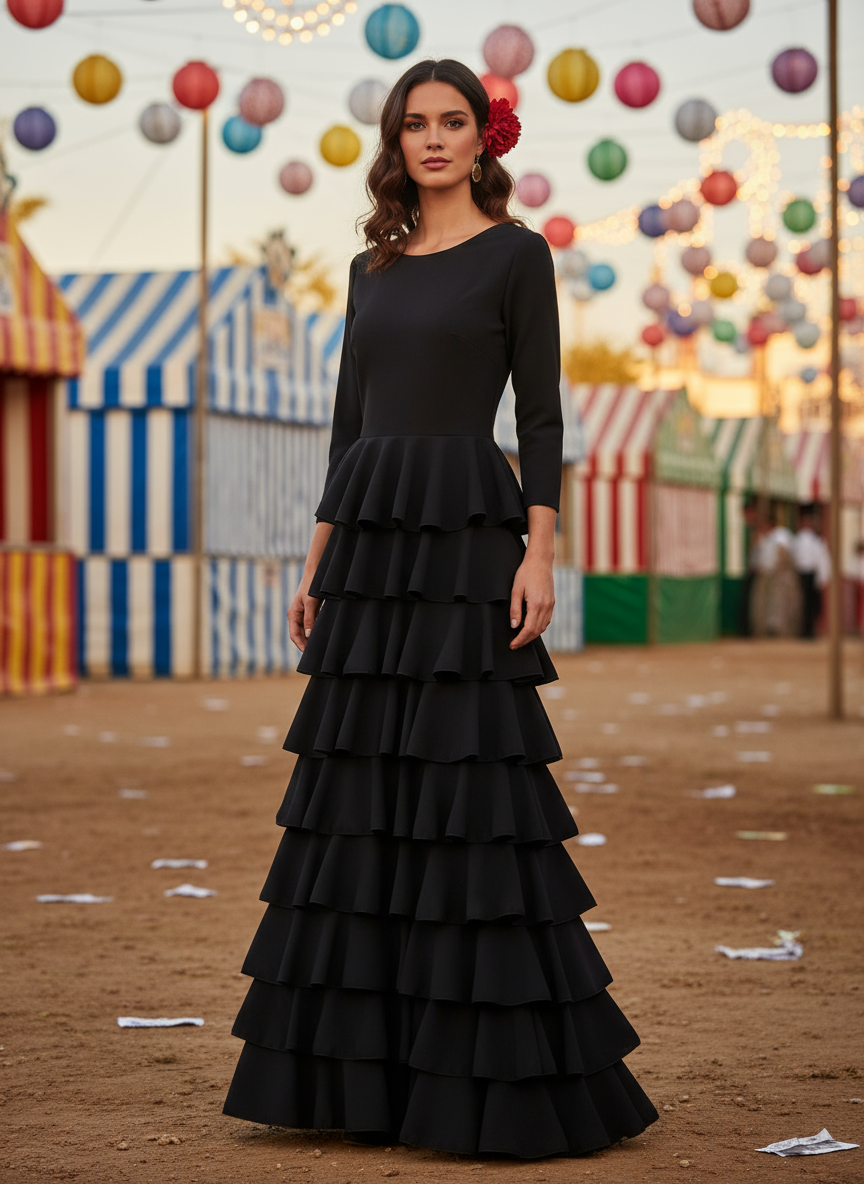 TRAJE FLAMENCA NEGRO EMMA WU DESIGN X FLAMENCA EM227