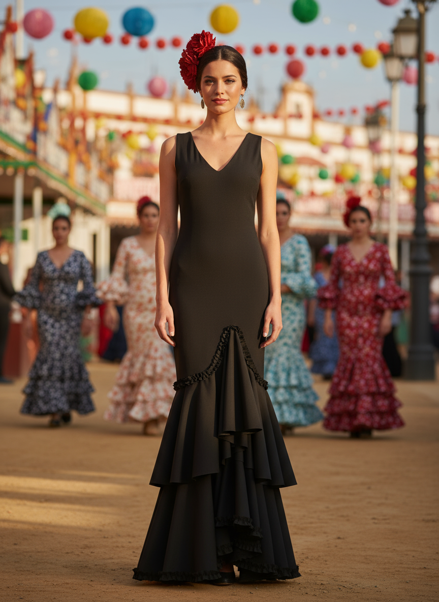 TRAJE FLAMENCA NEGRO EMMA WU DESIGN X FLAMENCA 0492