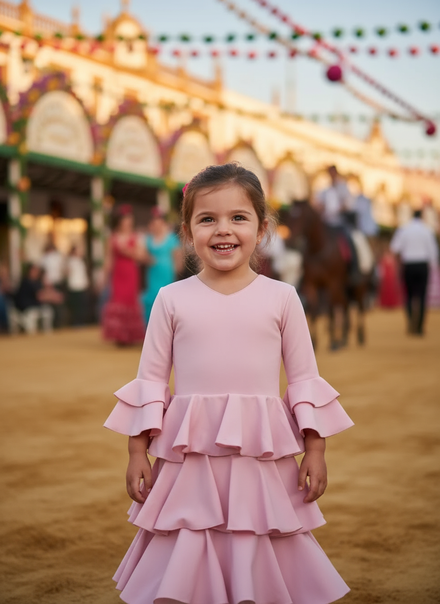 TRAJE FLAMENCA DE NIÑA  ROSA 221120-1