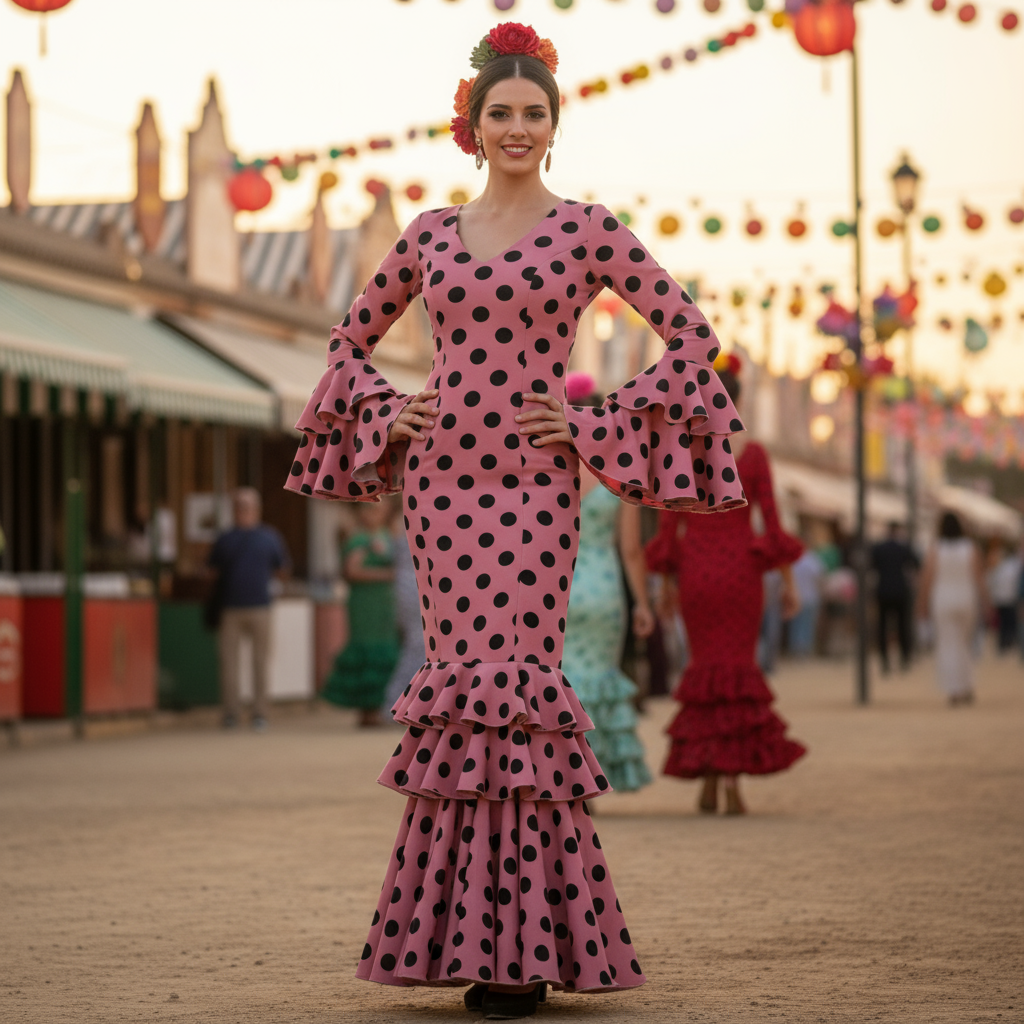 TRAJE FLAMENCA ROSA MALVA EMMA WU DESIGN X FLAMENCA M0485