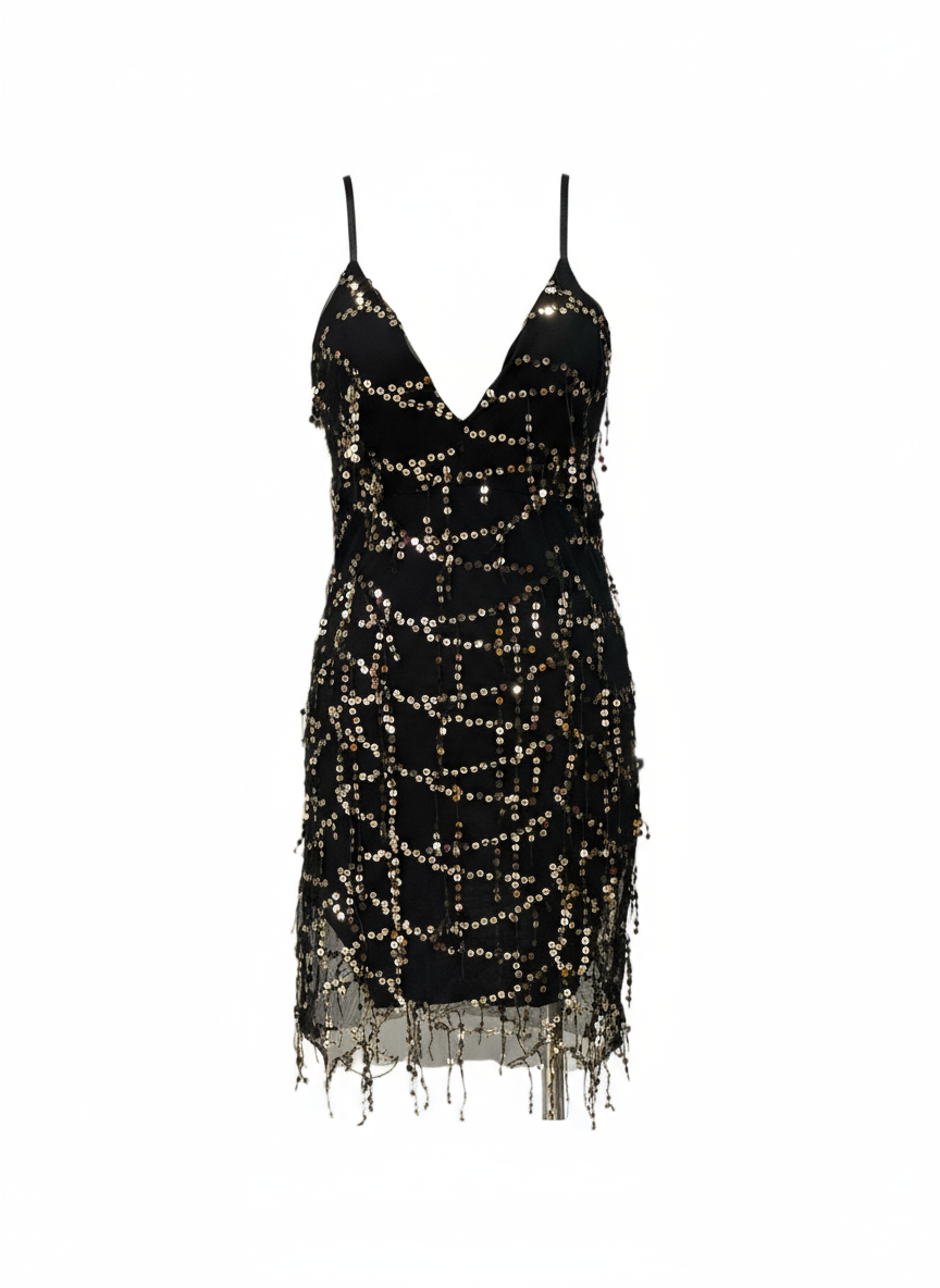 VESTIDO CORTO DORADO 4452