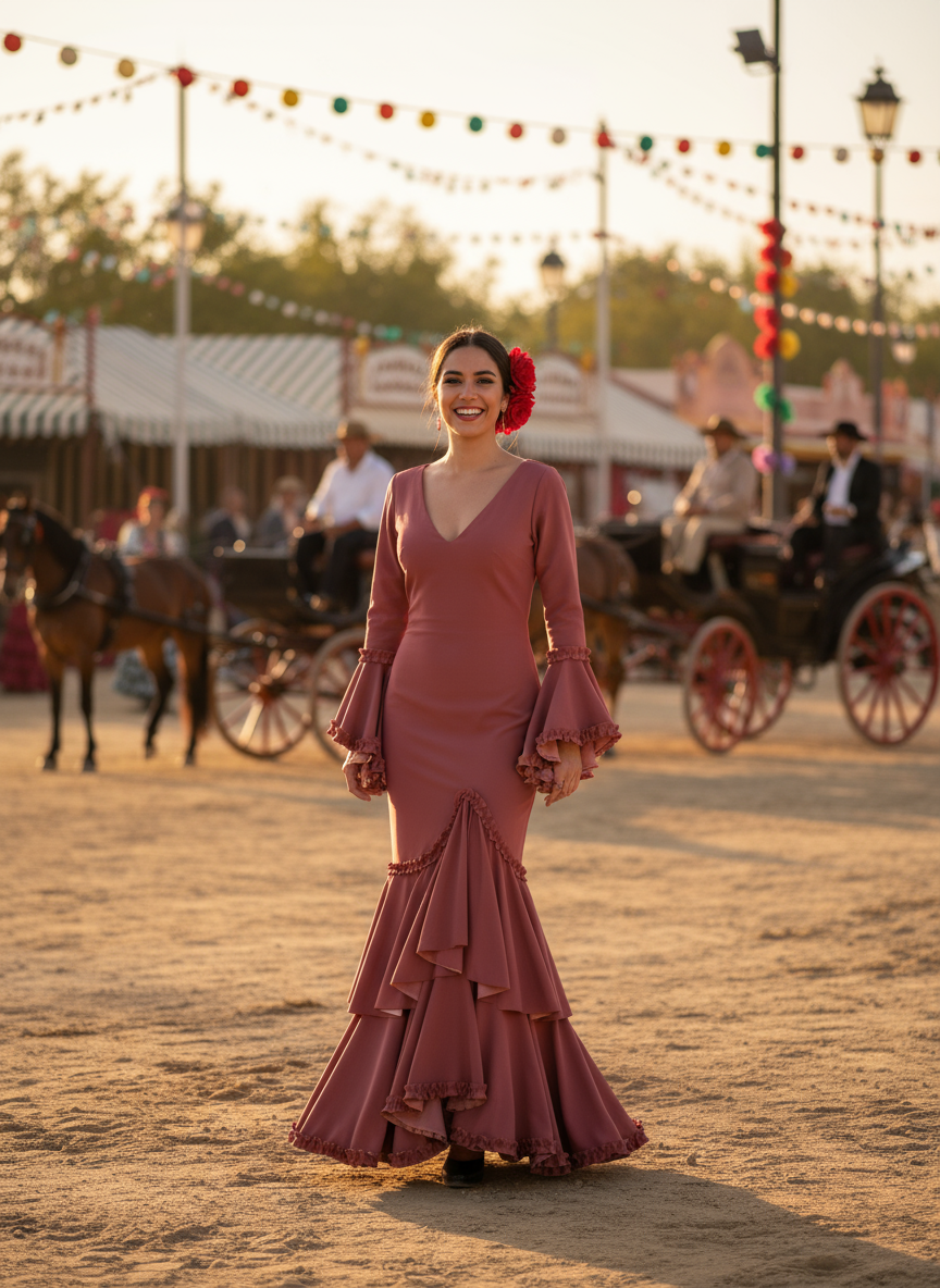 TRAJE FLAMENCA ROSA MALVA EMMA WU DESIGN X FLAMENCA 0490