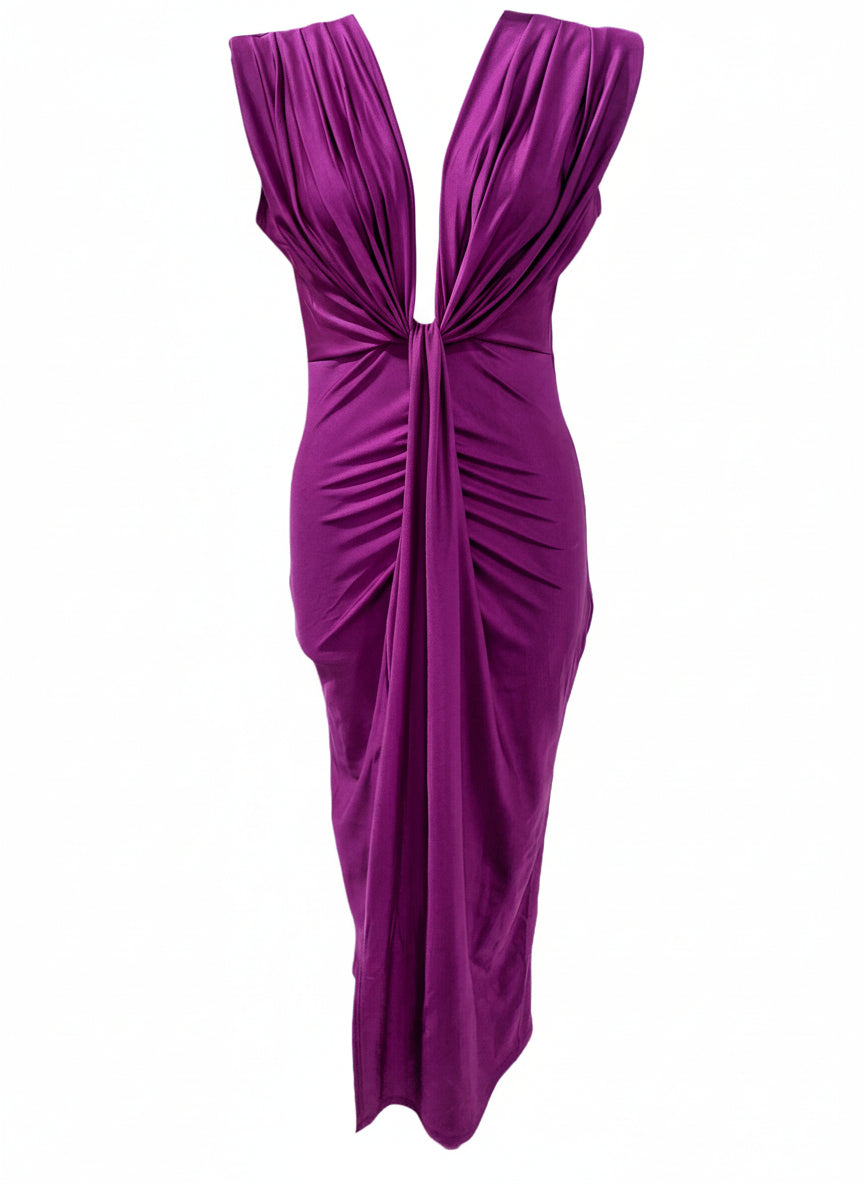 SHINY STRETCH BOUGAINVILLE MIDI DRESS 5484