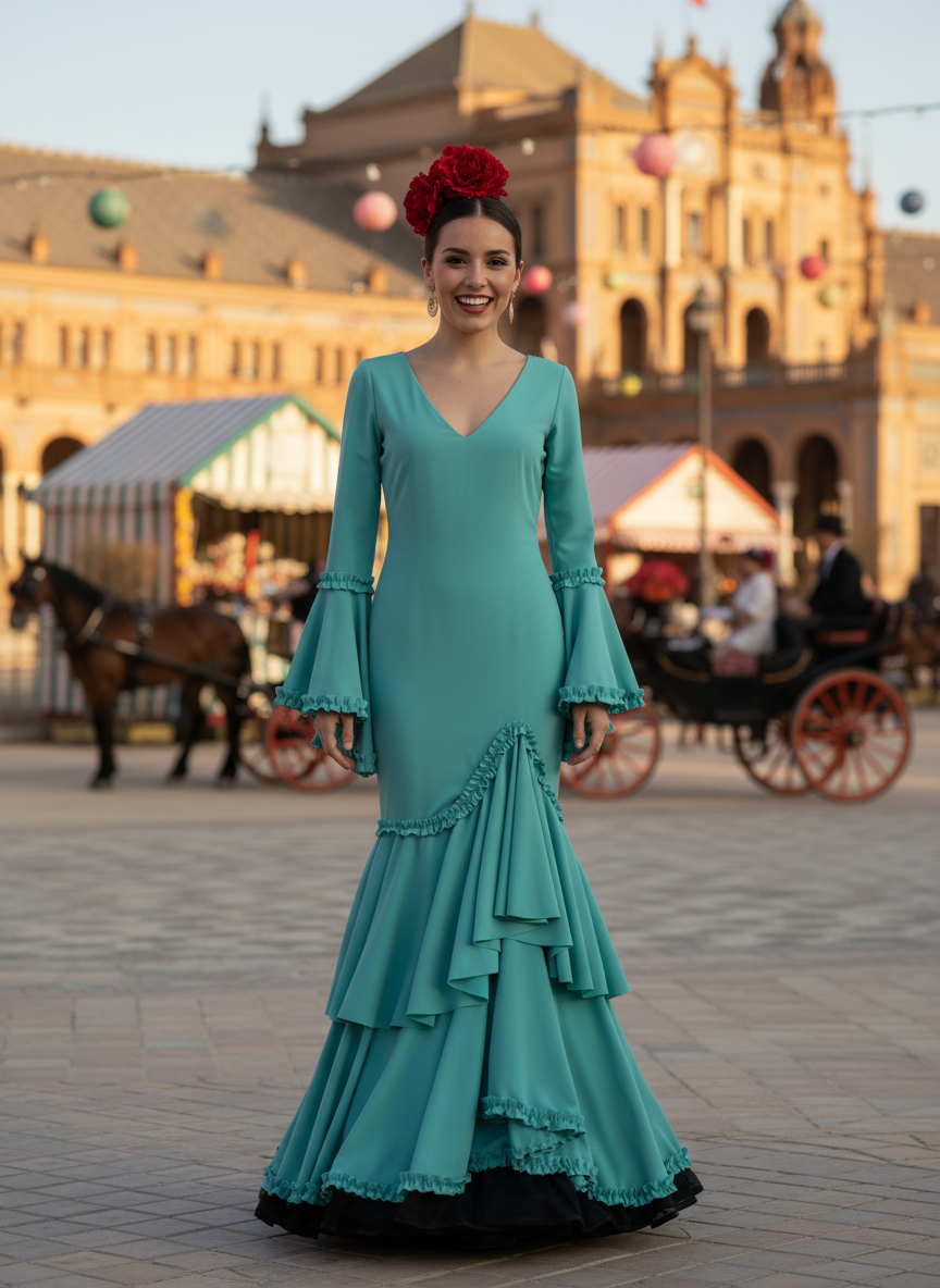 TRAJE FLAMENCA VERDE QUIRÓFANO EMMA WU DESIGN X FLAMENCA 0490