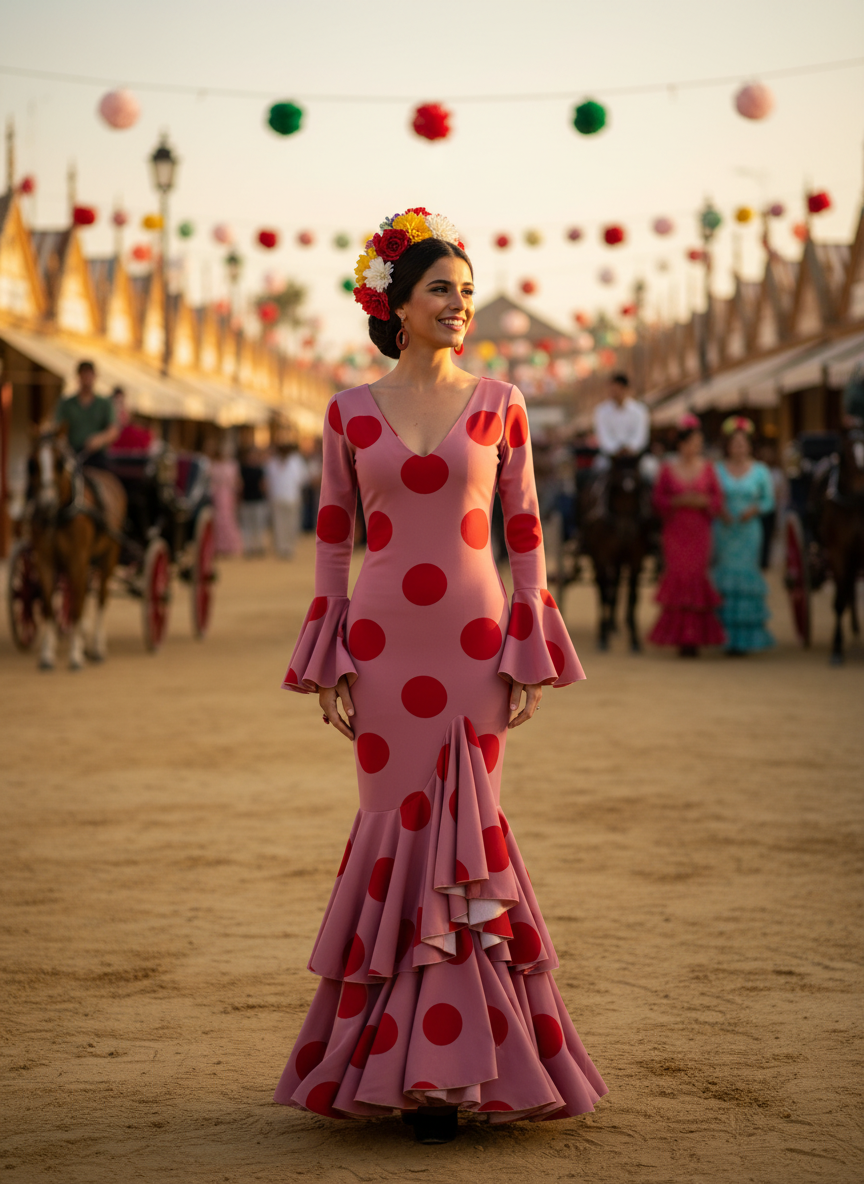 TRAJE FLAMENCA ROSA MALVA EMMA WU DESIGN X FLAMENCA G0491