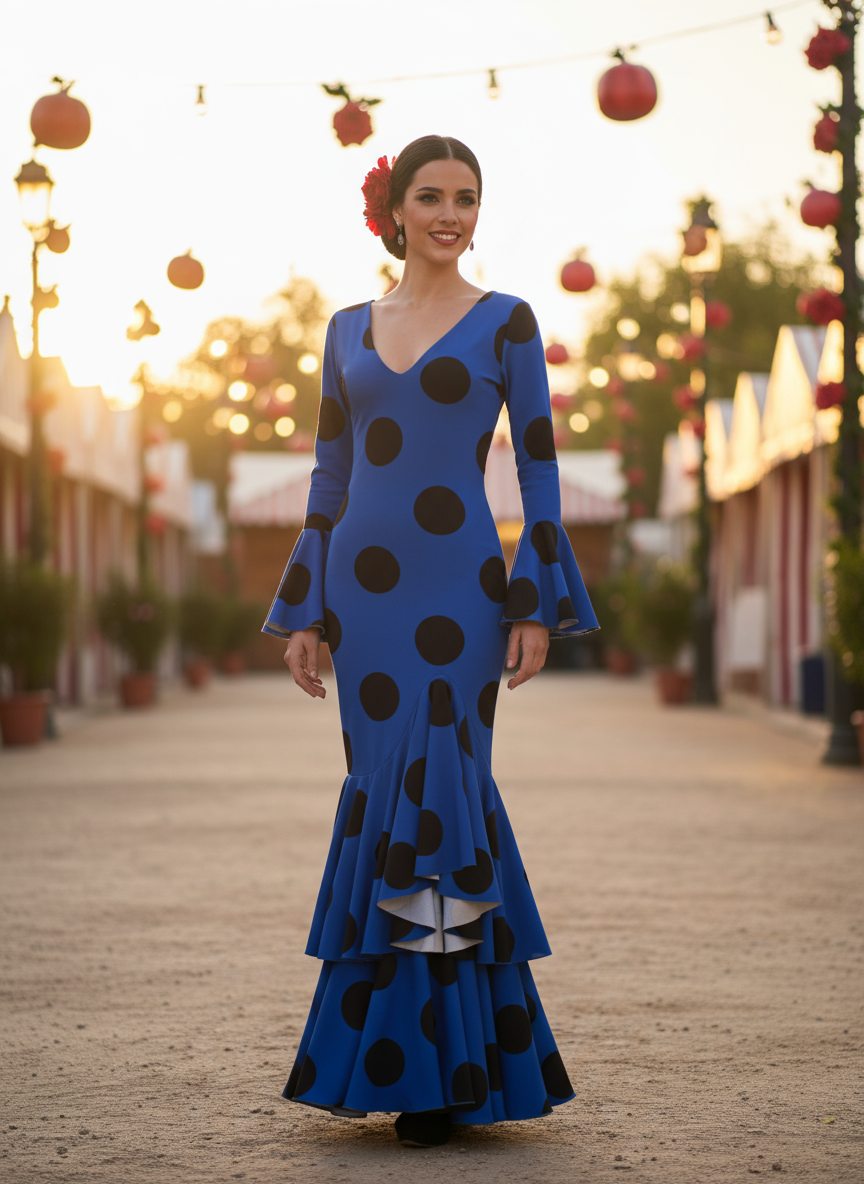 TRAJE FLAMENCA AZUL ELECTRICO EMMA WU DESIGN X FLAMENCA G0491