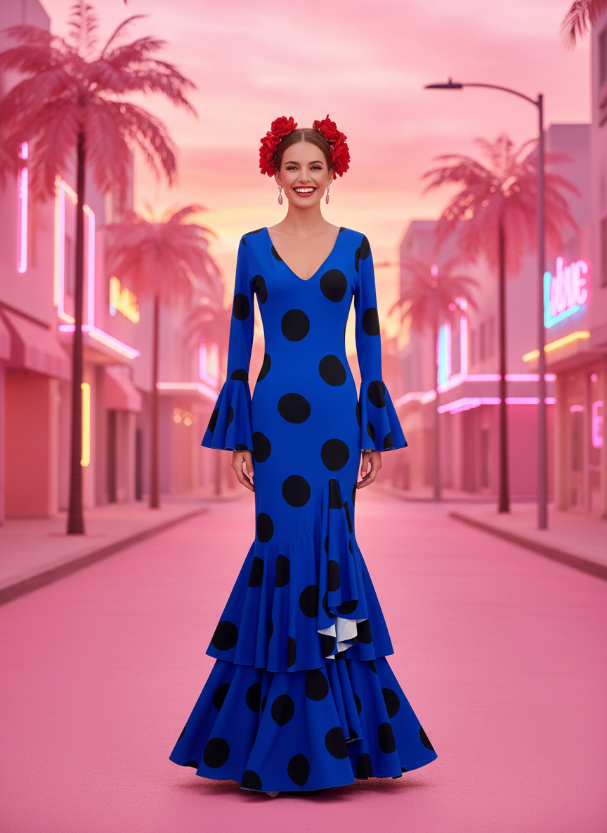 TRAJE FLAMENCA AZUL ELECTRICO EMMA WU DESIGN X FLAMENCA G0491