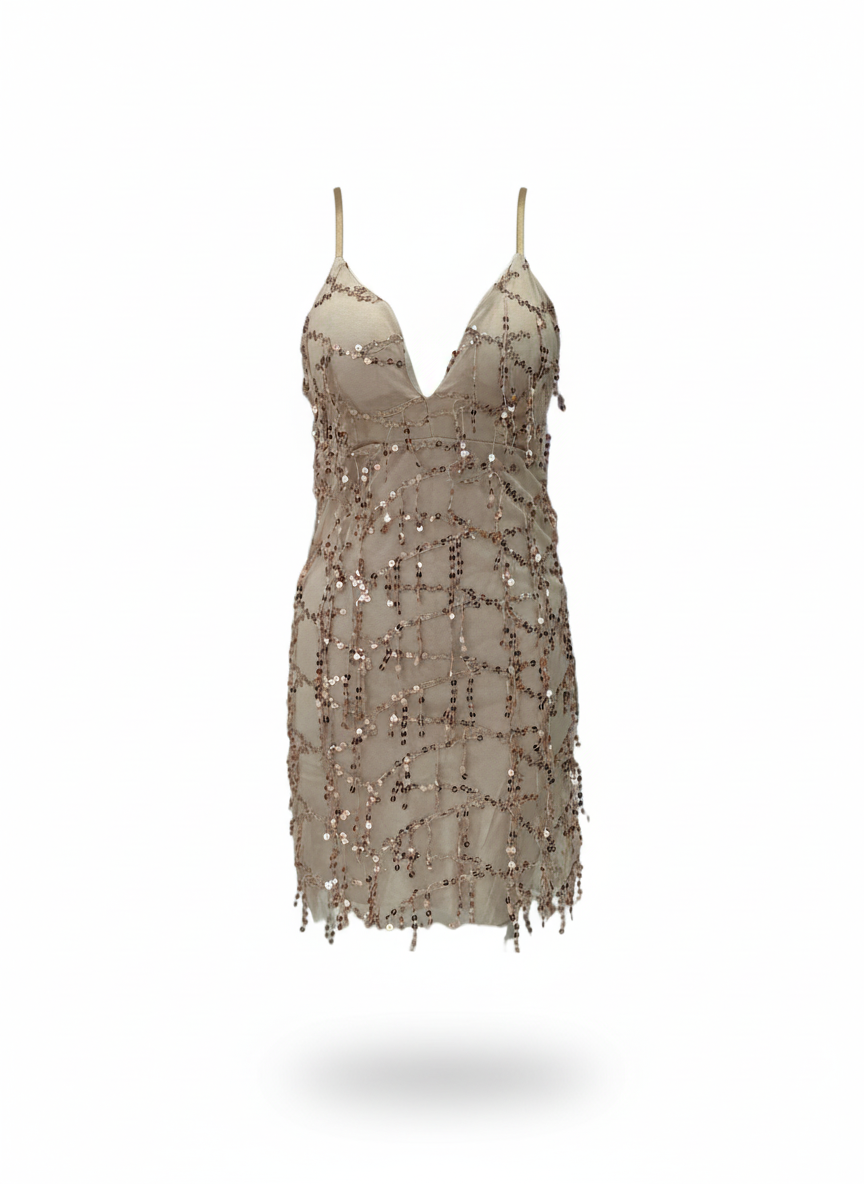 VESTIDO CORTO CHAMPAGNE 4452