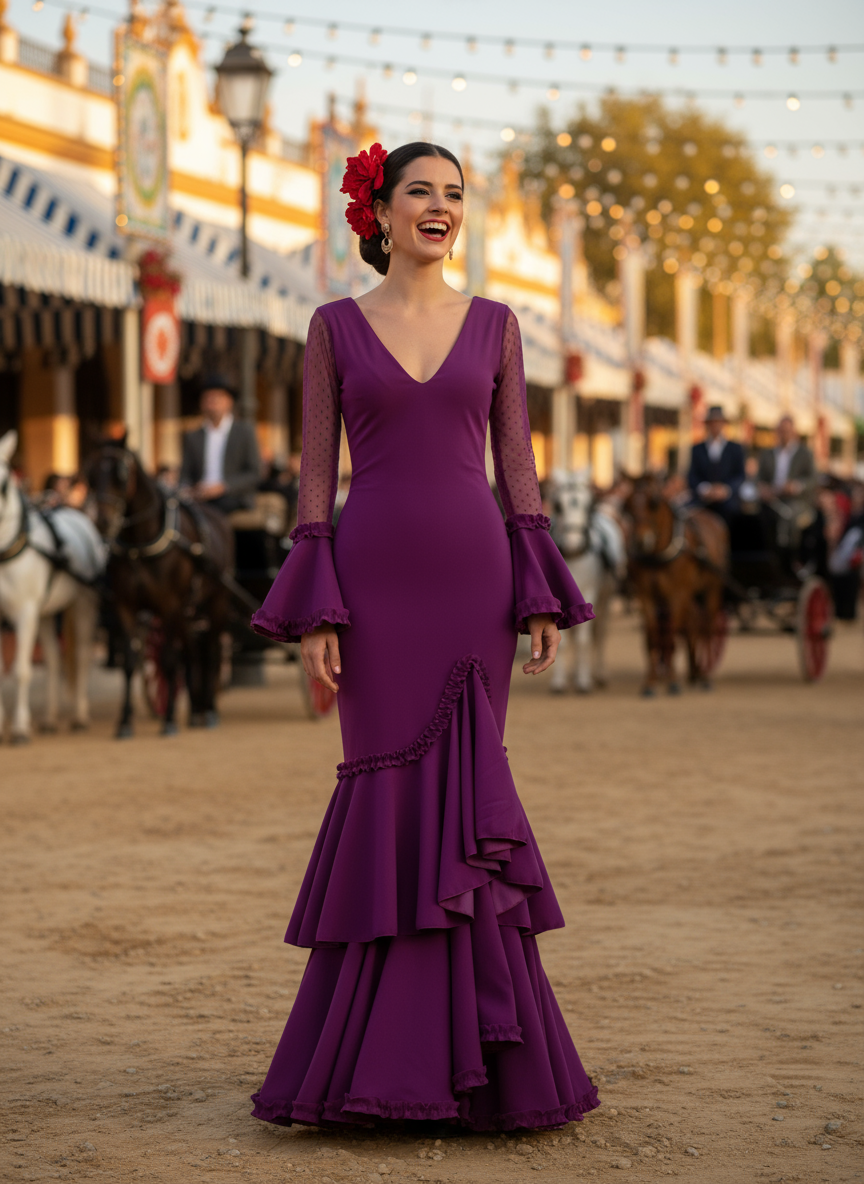 TRAJE FLAMENCA BERENJENA EMMA WU DESIGN X FLAMENCA EM223